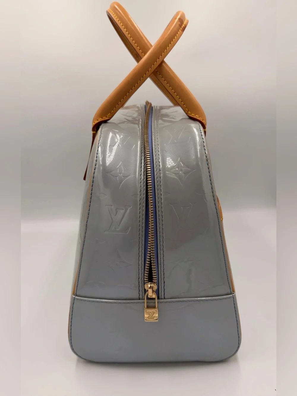 LV Tompkins Square — Vernis Leather Blue